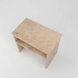 Minimalistic designed French console with shelve in travertine, 1980