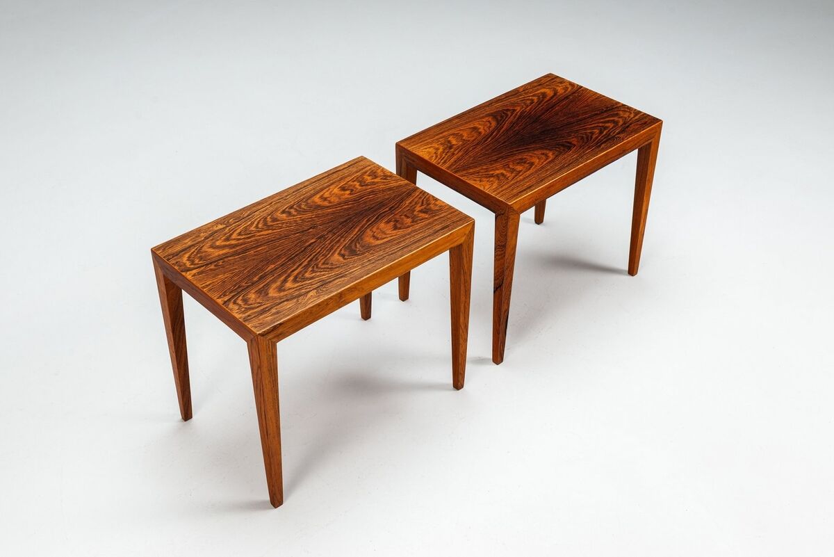 Severin Hansen large set of 3 nesting tables in rosewood Haslev Denmark 1960