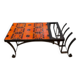 Céramique Capron Vallauris orange et noire - table basse