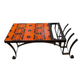 Capron Vallauris orange and black ceramic - coffee table