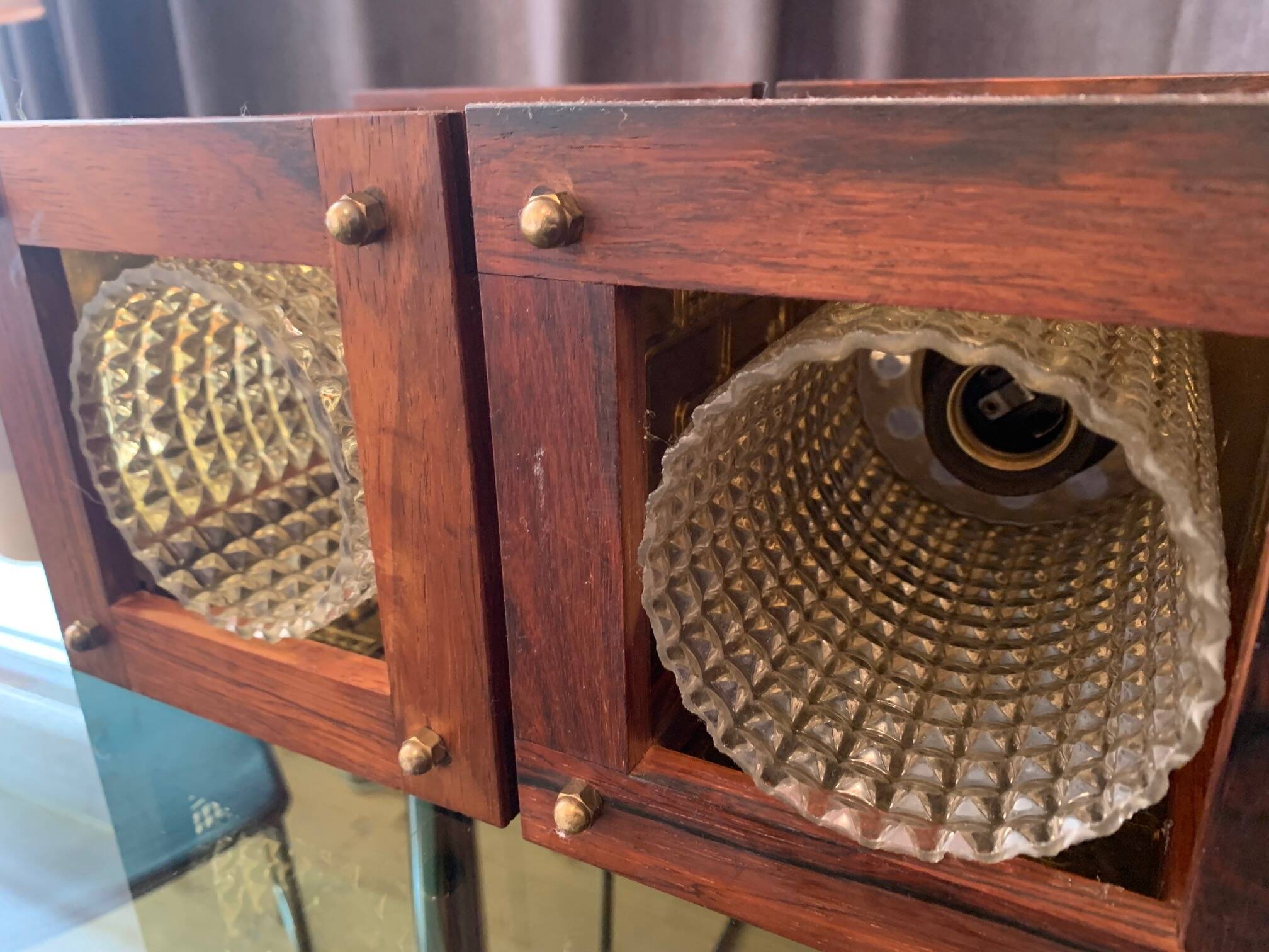 A pair of ceiling lamps designed by Erik Höglund, Kosta Boda, Sweden, 1960s