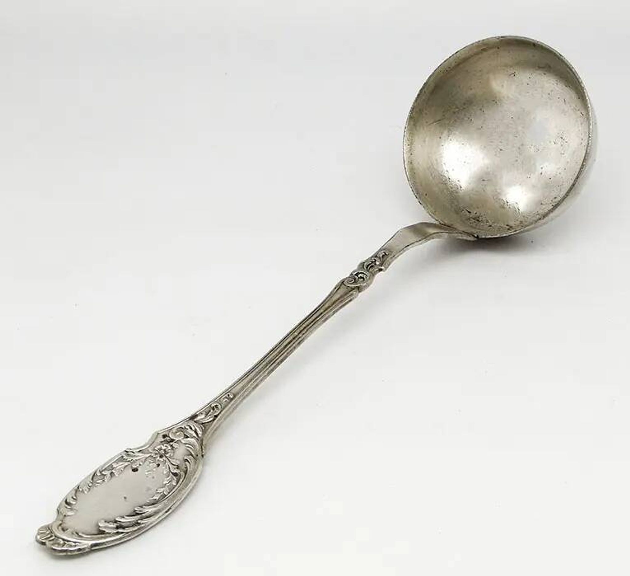 Borówka ladle, Art Nouveau / Art Deco, silver-plated brass, Norblin, Poland, 1920s
