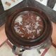 Art Deco wood and marble tripod side table