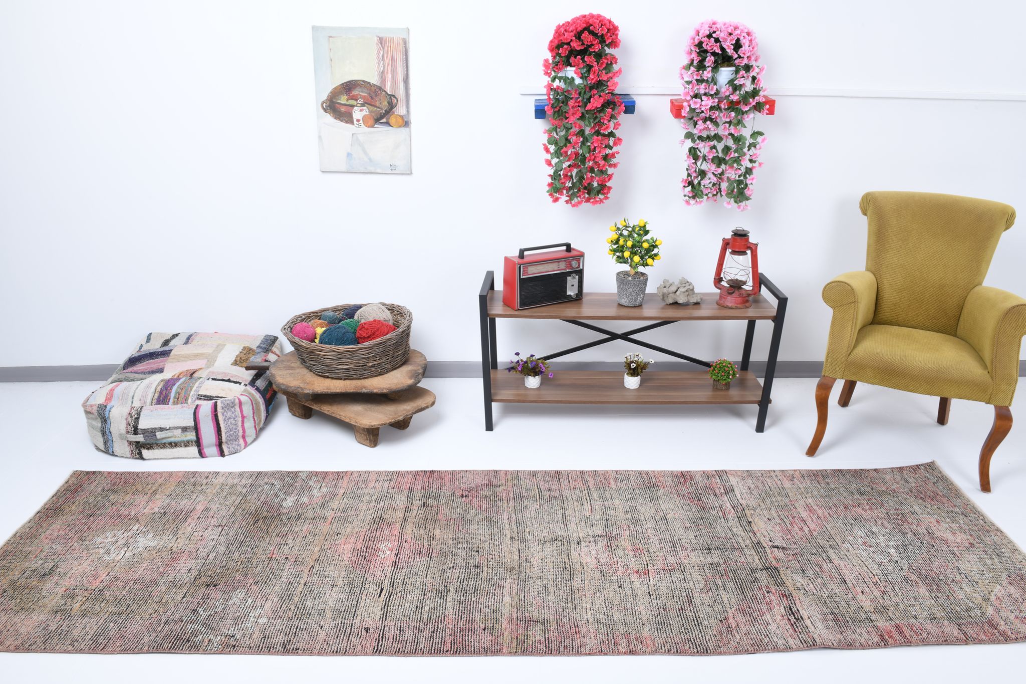 Neutral runner rug, 334x91cm