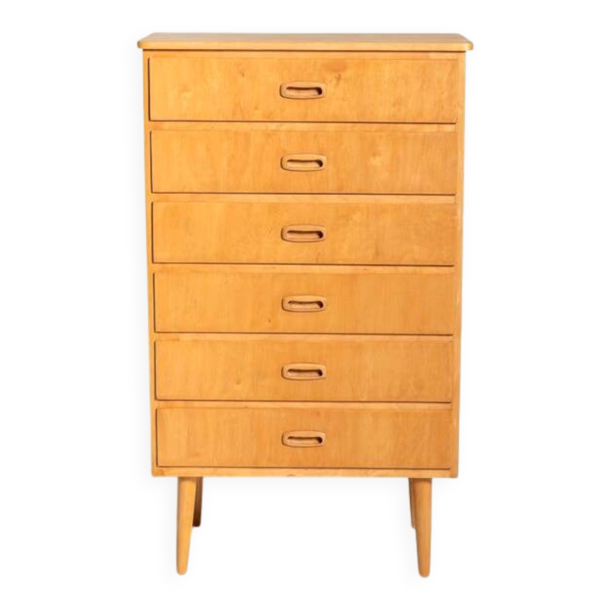 Six-Drawer Birch Chest, Scandinavia, 1950s/60s