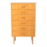Six-Drawer Birch Chest, Scandinavia, 1950s/60s