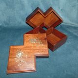 Exotic wood box double square shape