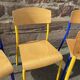 4 mismatched school chairs multicolor industrial vintage school community Mullca DELAGRAVE f