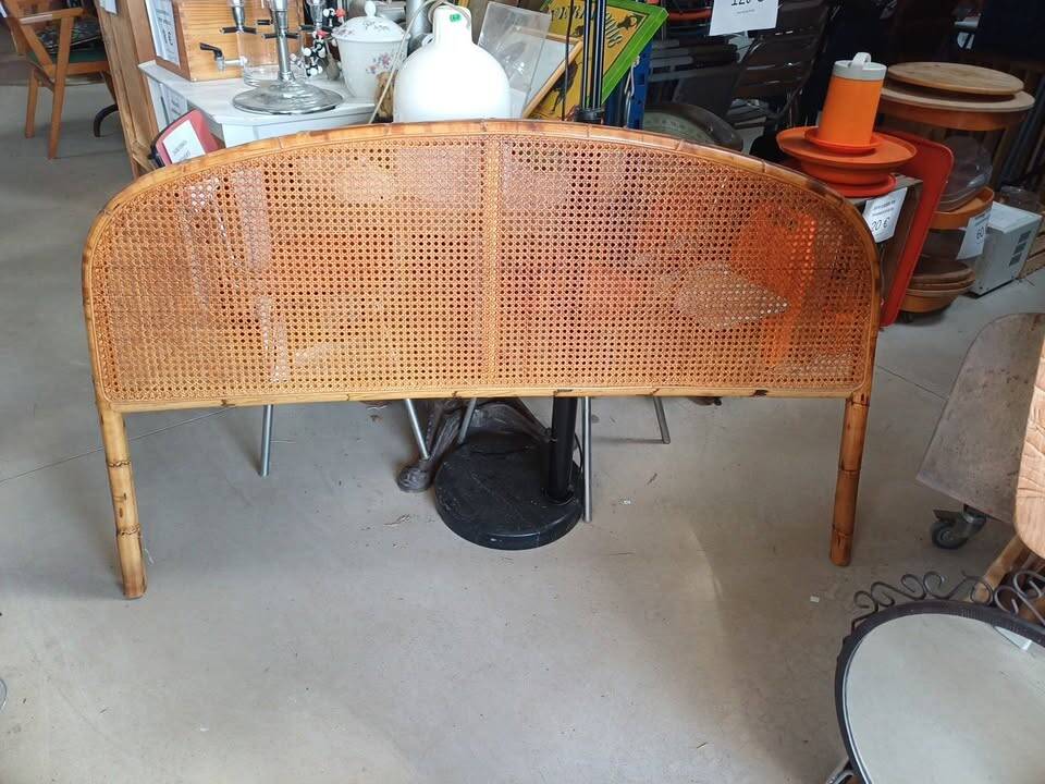 Vintage bamboo, rattan and cane headboard – 140 cm