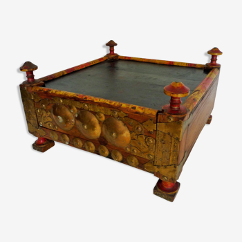 Table coffre peinture polychrome Inde