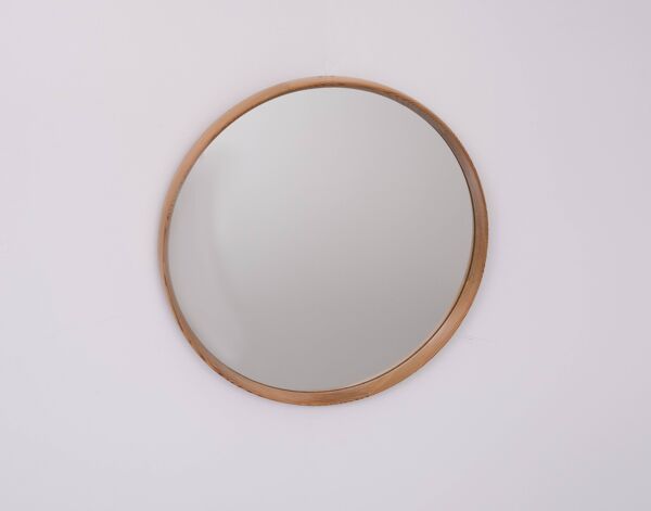 Miroir rond vintage en pin massif des années 1960, Hollande