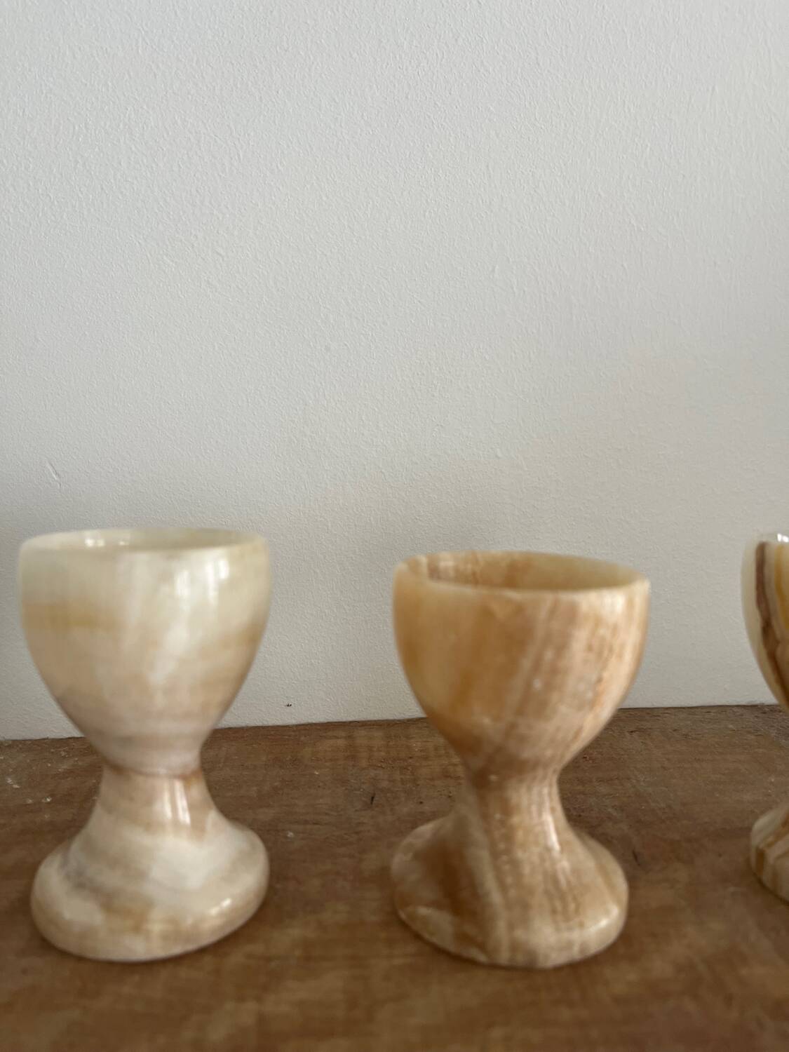 Trio of onyx egg cups
