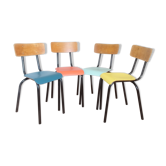Ensemble de 4 chaises d'école vintage