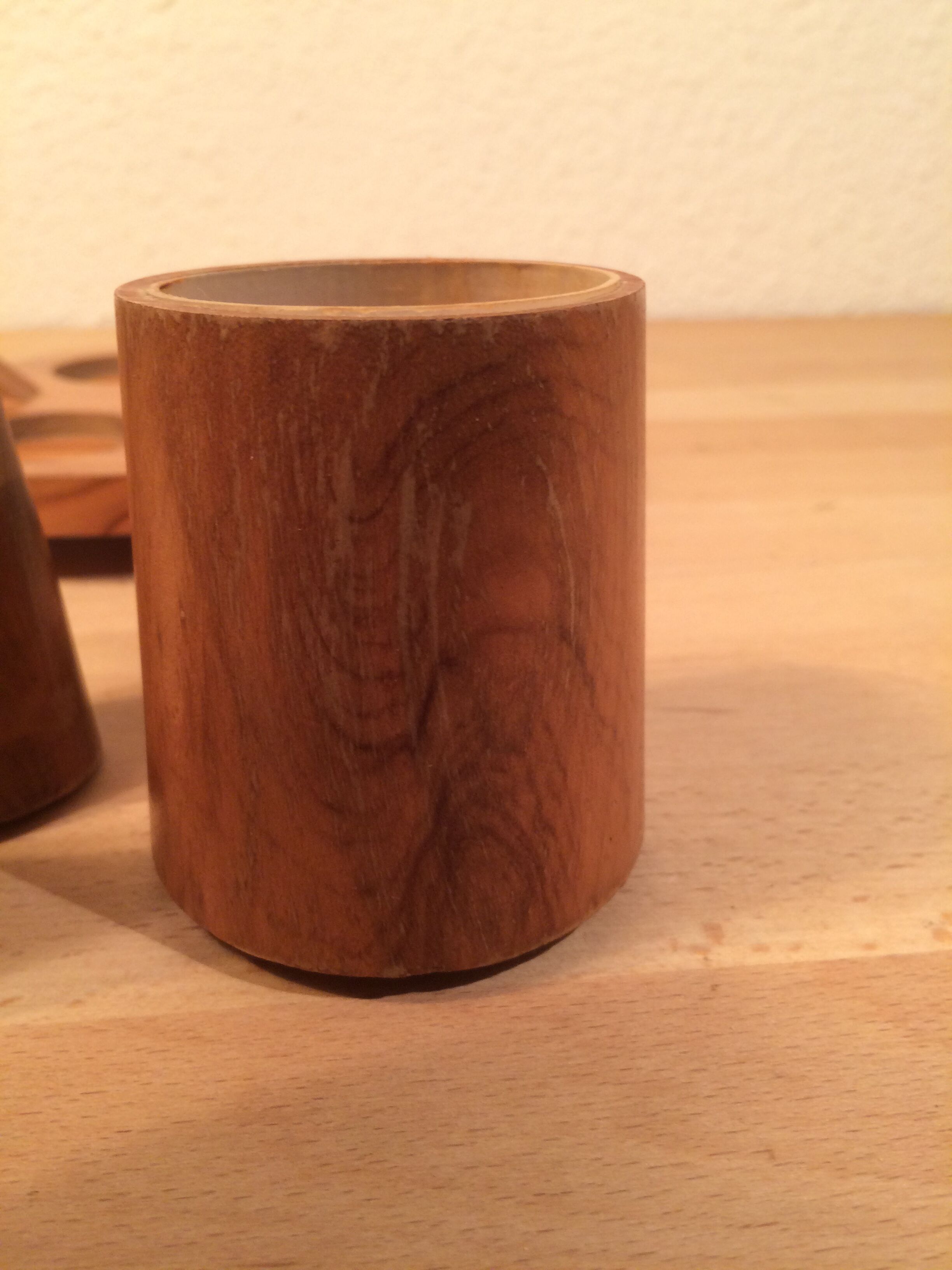 Servant salt pepper and mustard in olive wood, salt shaker