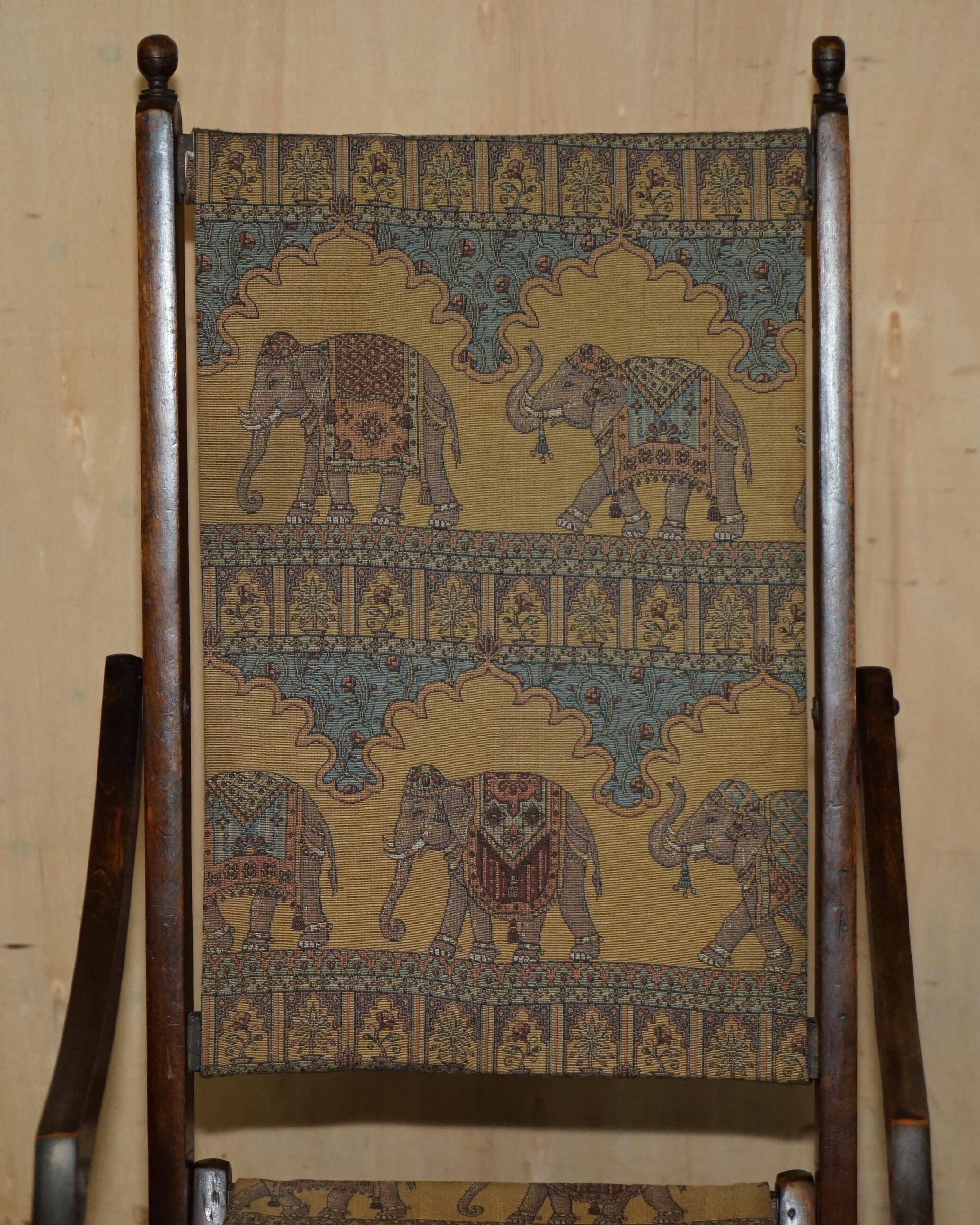 Antique Indo-Anglo elephant folding military chair circa 1890