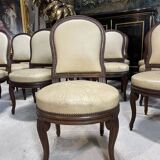 Suite of 12 Louis XVI style chairs model of Georges Jacob with Console Late nineteenth