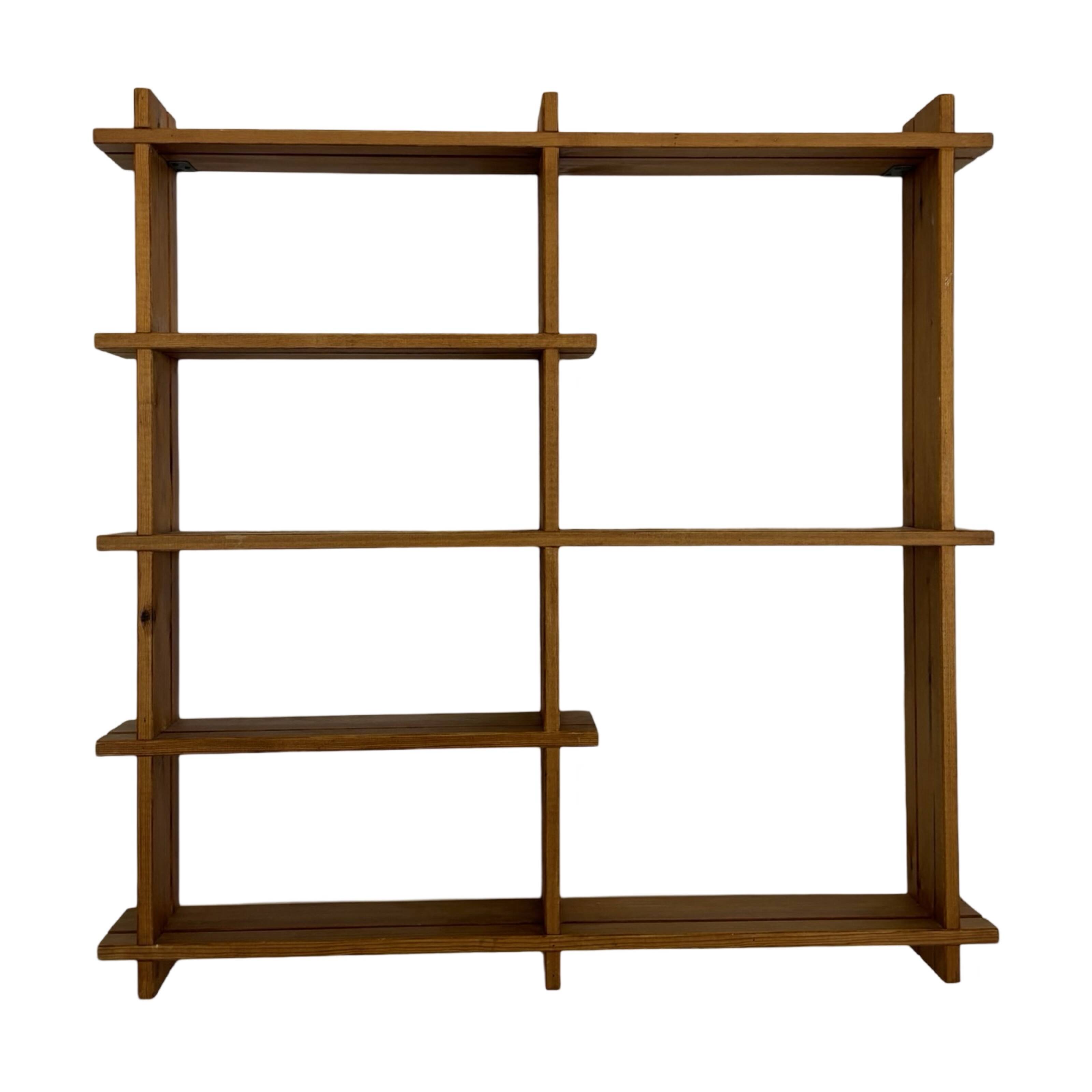 Vintage Wall shelf rack Pine wood 70s design