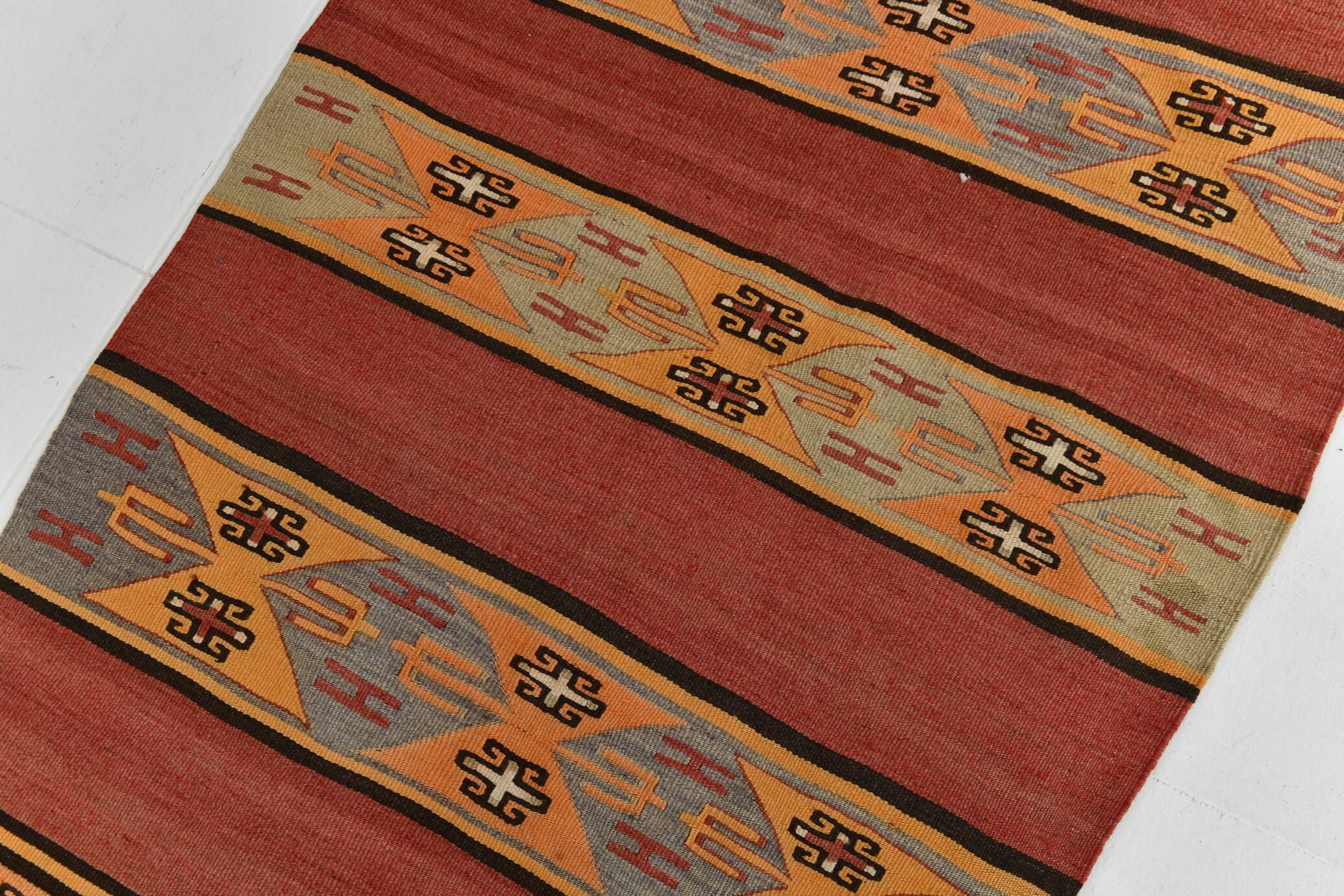 3x13 Runner Boho Hallway Rug, Kilim Runner Rug, 88x383Cm