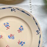 6 vintage K&G Luneville "Flore" porcelain dinner plates, 1950s, small blue flowers