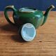 Vintage Teapot Mehun France Numbered, Green and Gold Porcelain