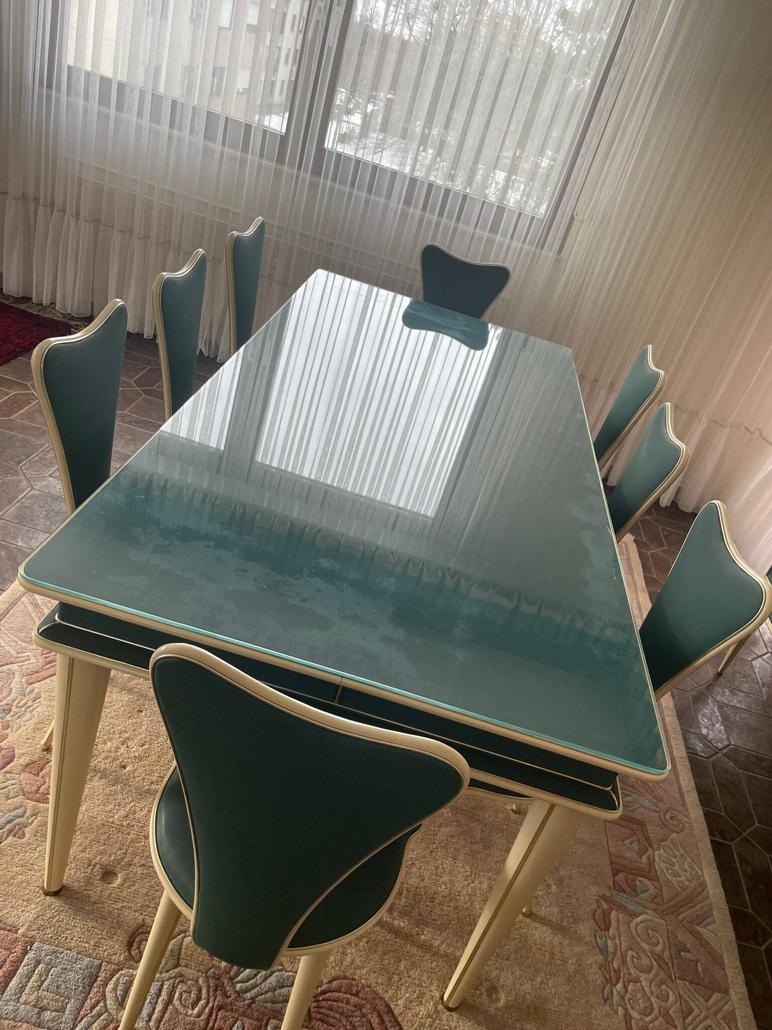 Salle à manger Umberto Mascagni — Table et 8 chaises, Italie, années 1950