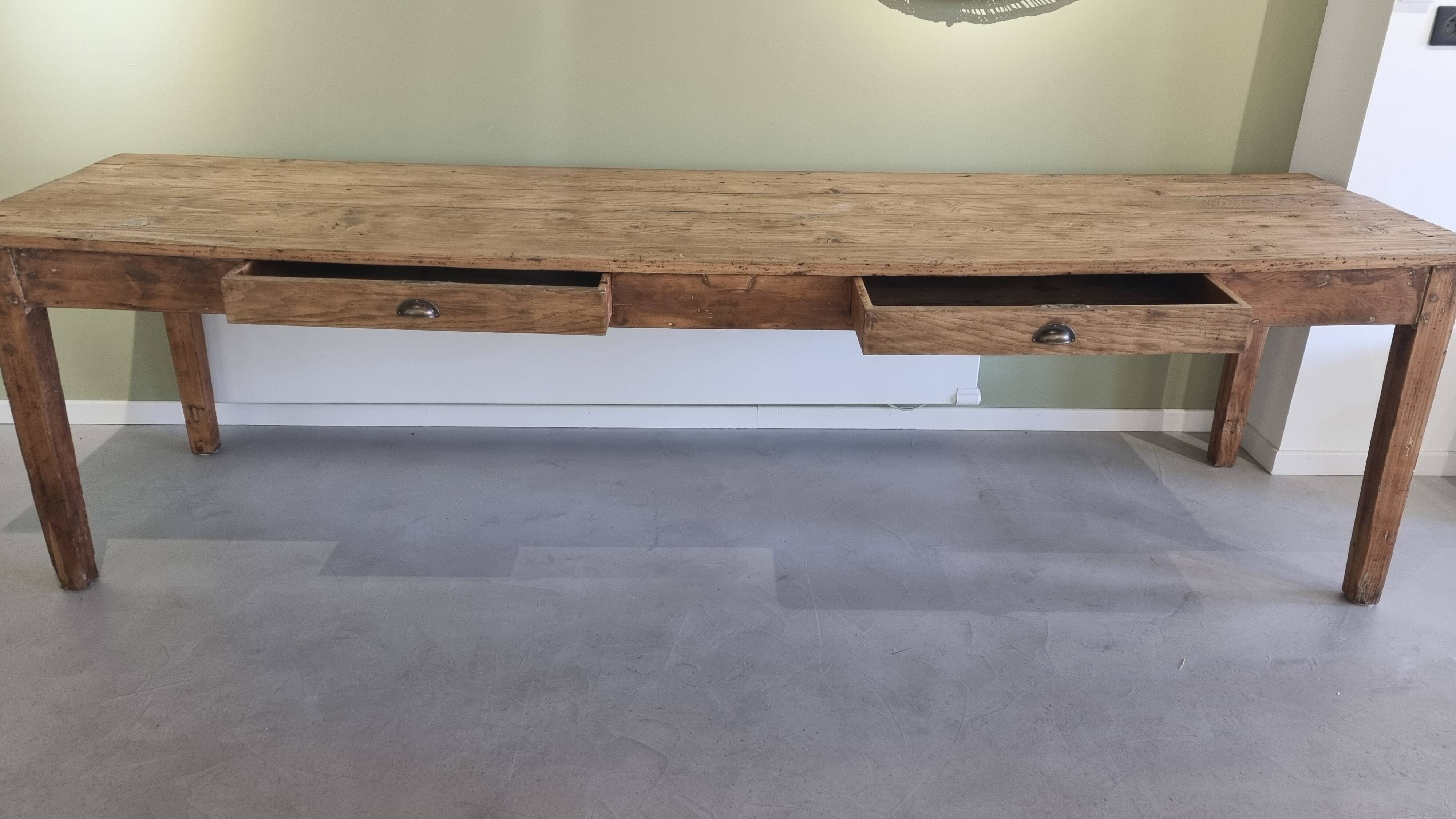 19th-century farmhouse table in pine