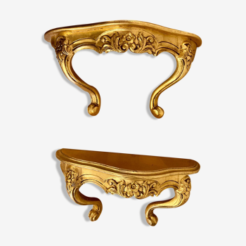 Pair of gilded wall shelves