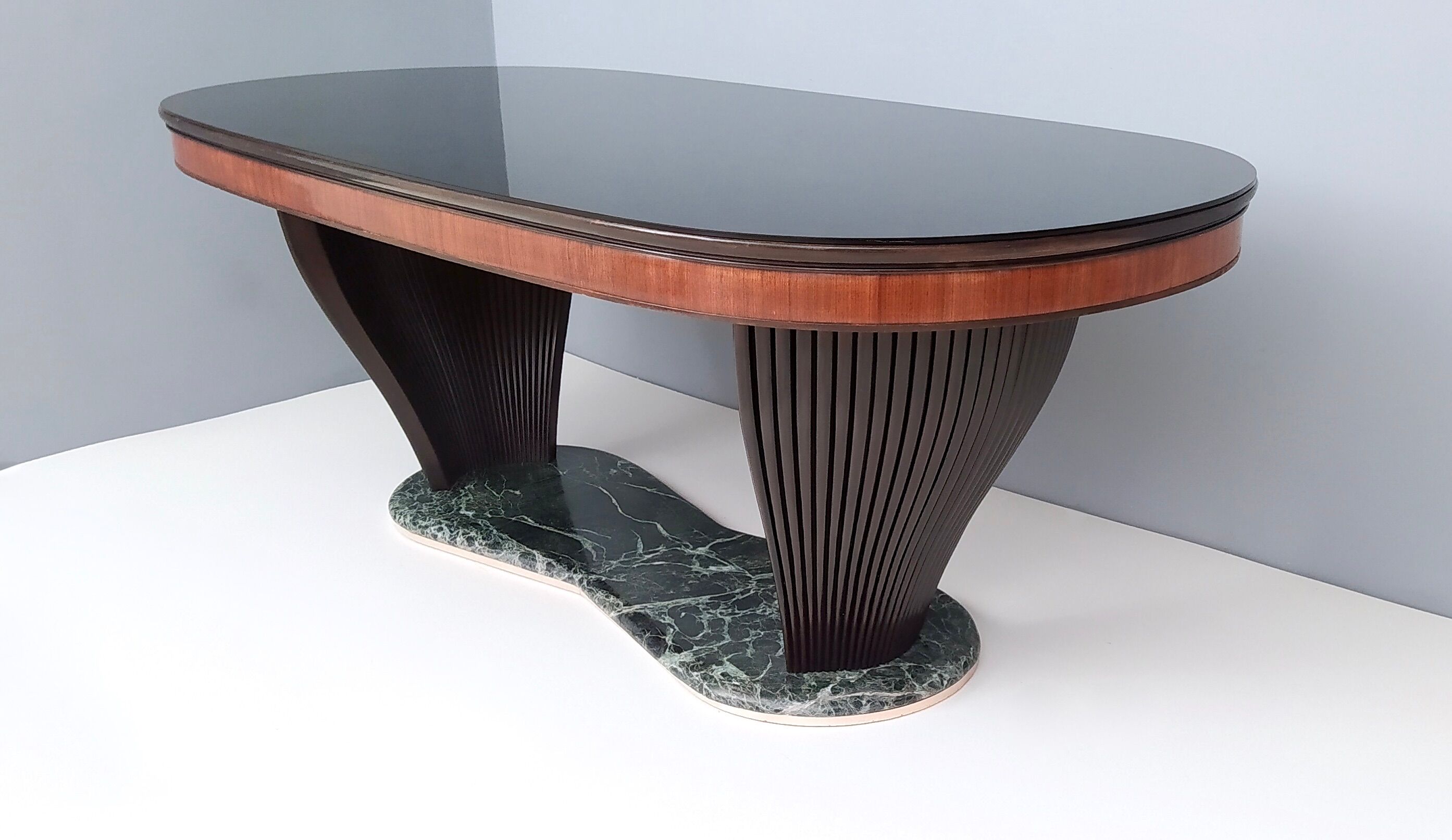 Vintage Dining Table by Vittorio Dassi with Opaline Glass Top and Marble Base