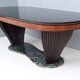 Vintage Dining Table by Vittorio Dassi with Opaline Glass Top and Marble Base