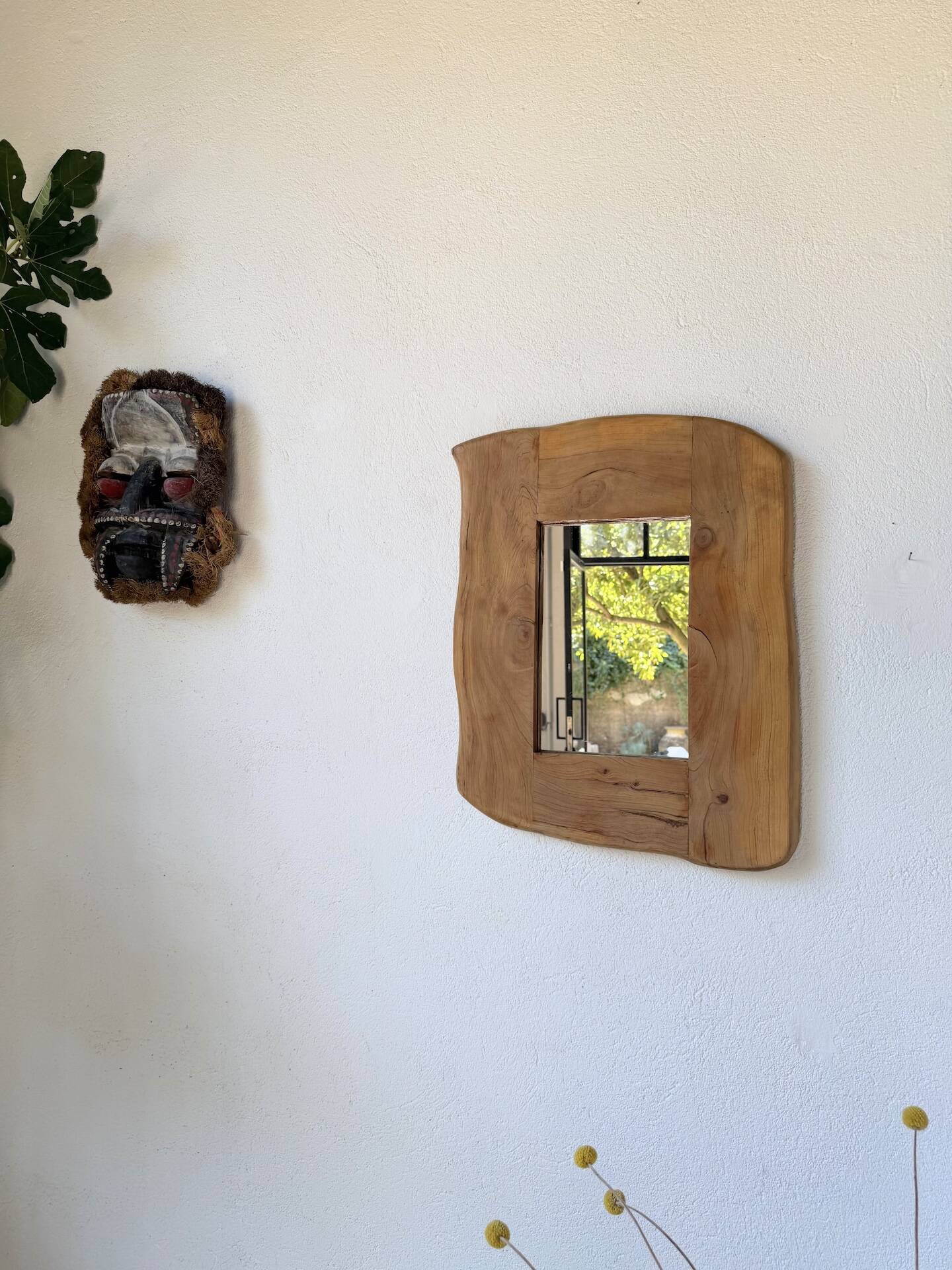 Brutalist organic mirror wood 1960s