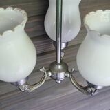 Antique chrome and opaline chandelier