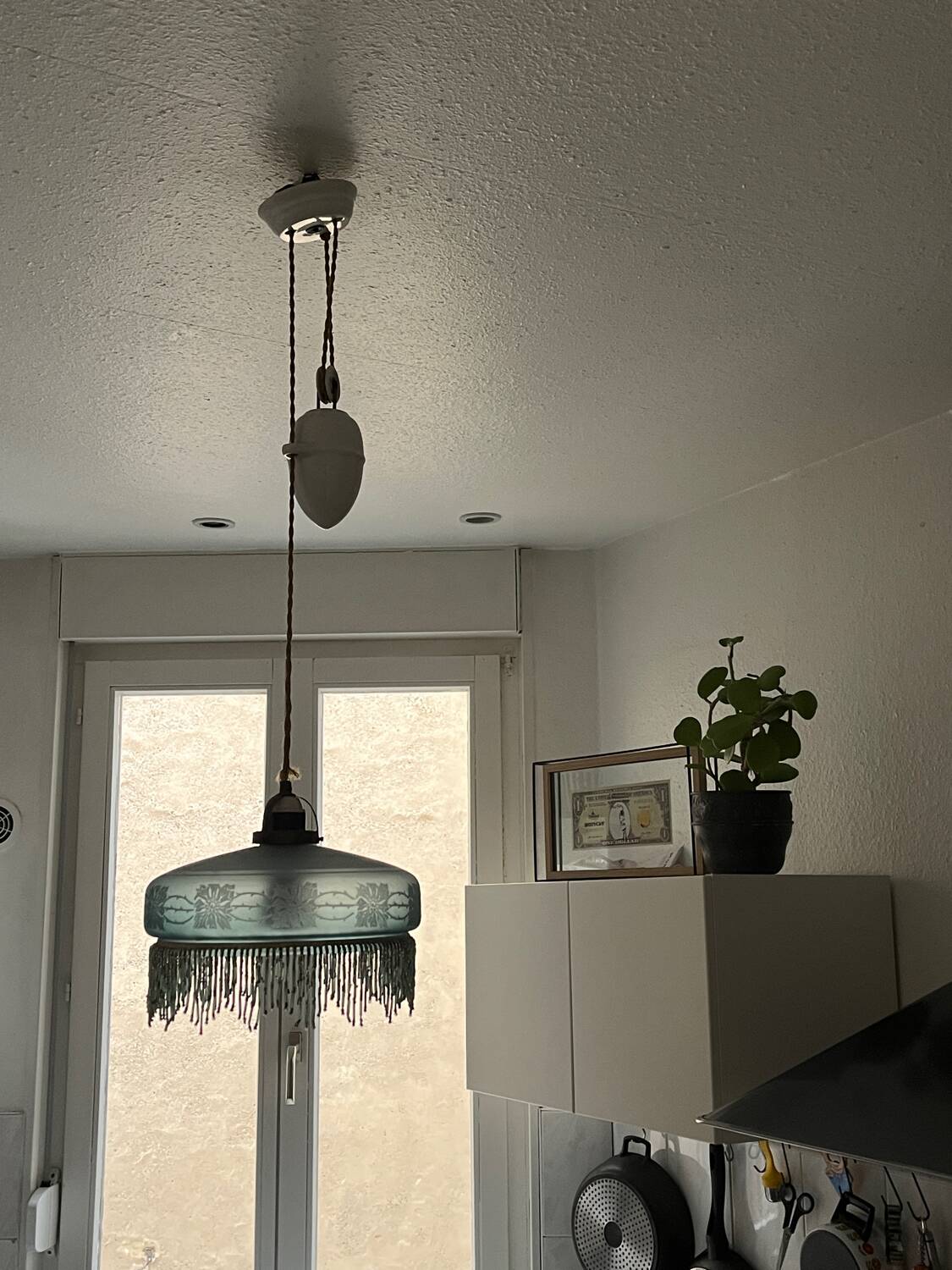 Lustre années 30 verre et pampilles