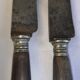 Table service knives old steel blade horn ferrule