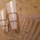 2 60's design wall lights in italian brass and glass
