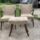 Art Deco set 1940 - 2 bridge chairs and a brown stool, wood and fabric.