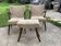 Art Deco set 1940 - 2 bridge chairs and a brown stool, wood and fabric.
