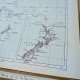 L'Océanie, carte Vintage, 1887, Authentique.