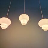 Scandinavian trio of suspensions in white opaline, 1960s