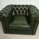 Armchair chesterfield English green leather