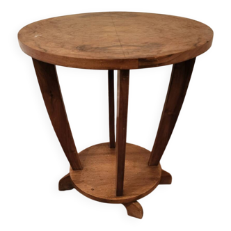 Pedestal table, round Art Deco wooden side table