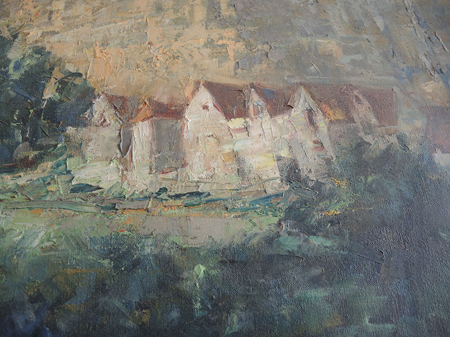 Old oil painting on canvas signed & framed: g. deschamps