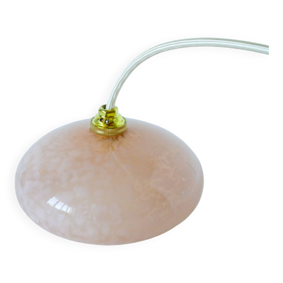 petite suspension lisse en verre de Clichy, Rose, Art Déco, 1930