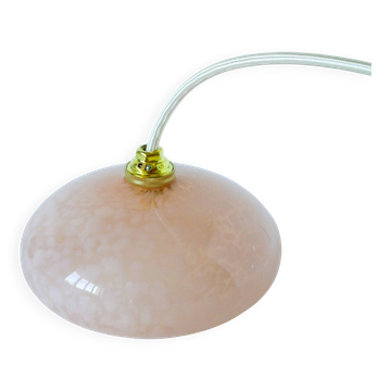 petite suspension lisse en verre de Clichy, Rose, Art Déco, 1930