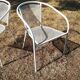 Pair of vintage white metal terrace armchairs