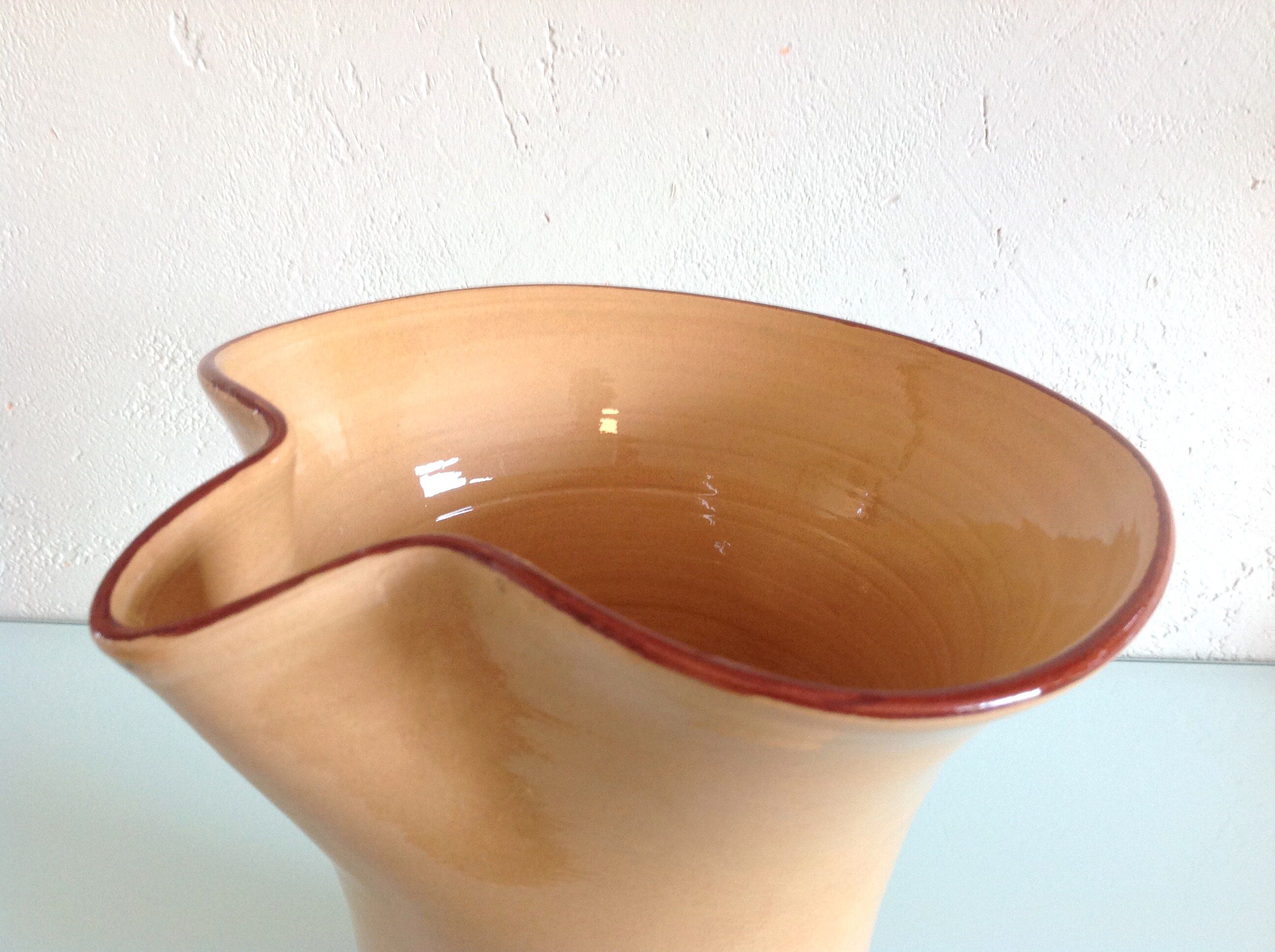 Pitcher in glazed ochre ceramic 50/60 years