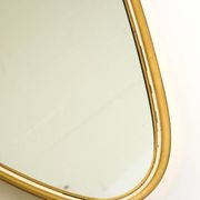 Heavy mid-century brass kidney-shaped wall mirror from Münchner Zierspiegel