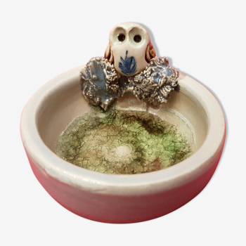 Ceramic cup with owl signed Vergy