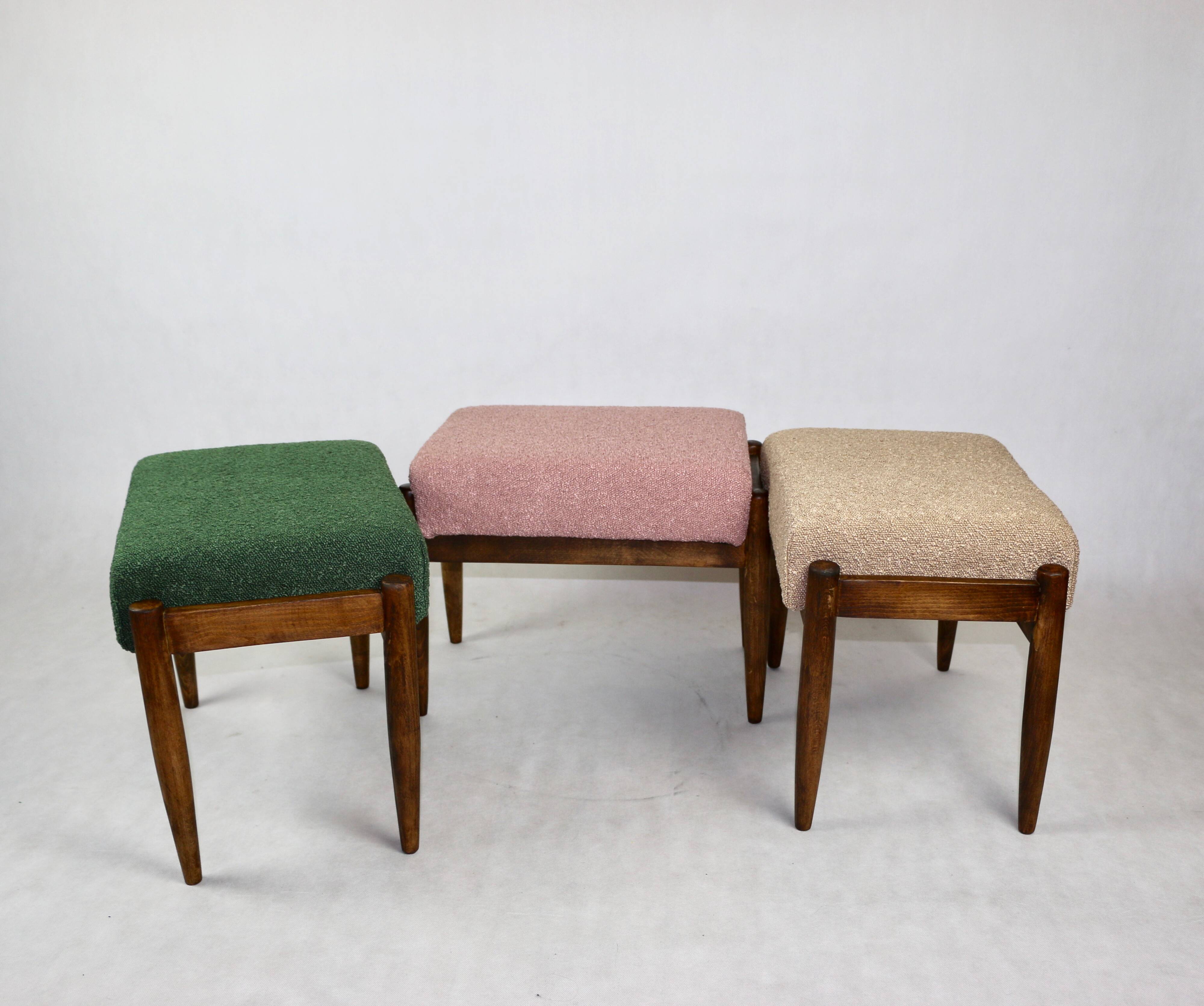 Vintage pink boucle Stool by Homa, 1970s