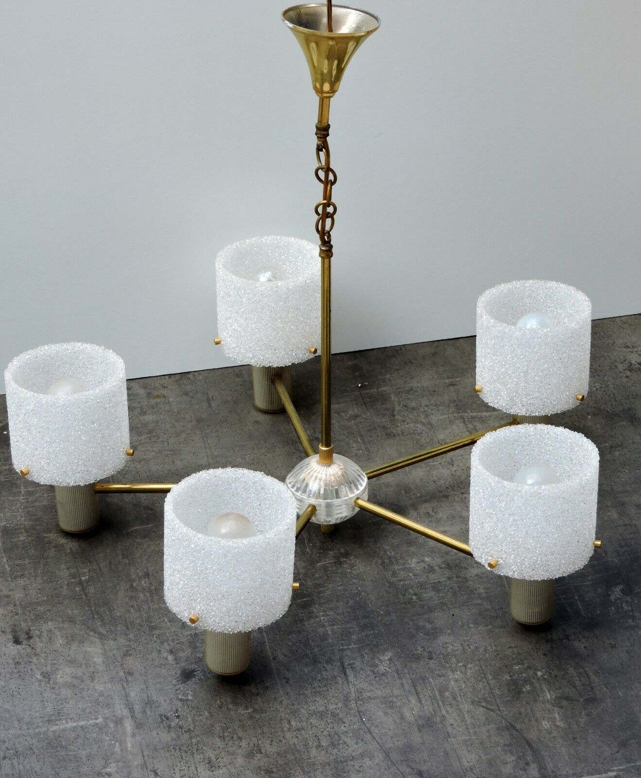 Lustre suspension Vintage Design Perplex 5 feux