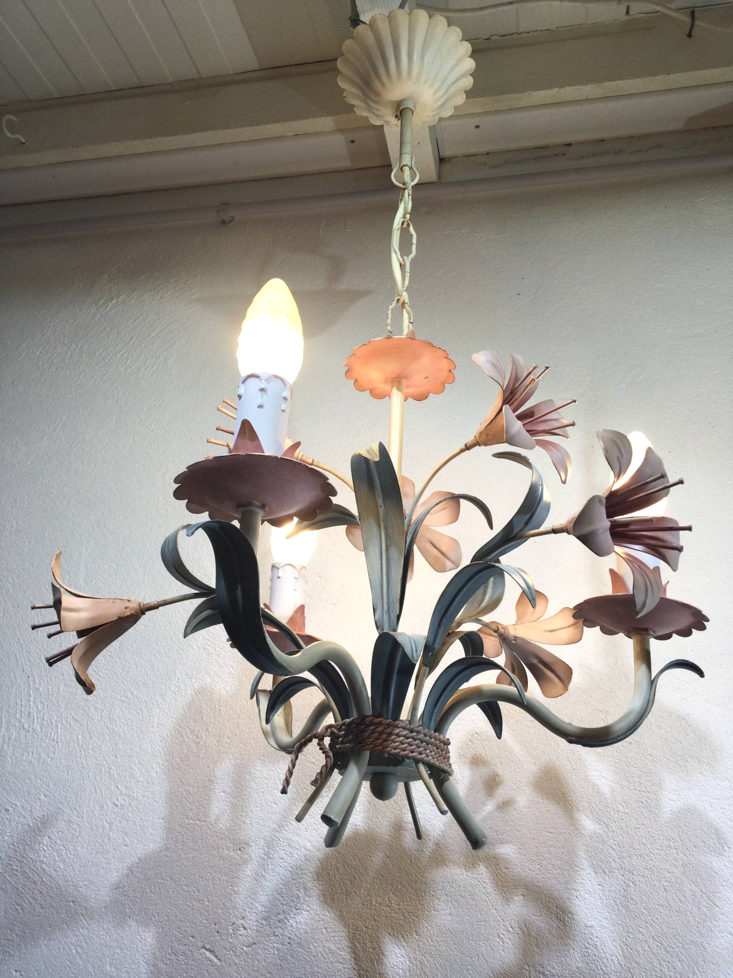 3-light wrought iron chandelier